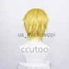 Perruques de Cosplay Anime une pièce, perruques de Cosplay Sanji, perruque courte et lisse dorée résistante à la chaleur, bonnet de perruque synthétique x0901