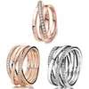 Anneaux de mariage 925 Sterling Silver Bague Rose Ajouré Enlacé Crossover Pave Triple Bande Pour Femmes Bijoux Cadeau 230831