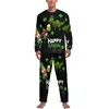 Vêtements de nuit pour hommes Pyjamas de la Saint-Patrick deux pièces Lucky Shamrocks Patricks célèbrent des ensembles de pyjama mignons à manches longues pour chambre à coucher vêtements de nuit personnalisés