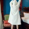 Mulheres sleepwear sólido inverno roupões de pelúcia branco quimono robe moda roupão casa vestido peignoir casamento dama de honra