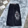 Мужские джинсы Jnco Y2k Джинсы Harajuku Хип-хоп Кобра с графическим принтом Готические мешковатые джинсы Черные брюки Мужчины Женщины 2023 Новые широкие брюки с высокой талией T230919