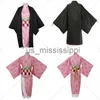 Cosplay perucas anime kamado nezuko cosplay traje demon slayer cosplay uniforme roupas quimono peruca adereços conjunto traje de halloween para s adulto x0901