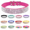 Suede Fiber Crystal Dog Collar Comfortable Glitter Rhinestone Dog Collars Zinc Alloy Buckle Collar for Small Dogs Cats XXS-L