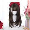 Cosplay Wigs LANLNA Green Middle length Wig Straight Lolita Wigs Cosplay Wigs Heat Resistant Synthetic Hair Anime Party Hair x0901