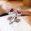 Cluster Rings Classic Ring for Women Beautiful Red Heart Shiny Zircon Fashion Valentine's Day Gift Engagement