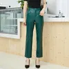 Pantalon femme automne taille haute en cuir véritable hiver femme en peau de mouton petit pantalon droit mode mince pantalon décontracté dame