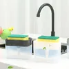 Liquid Soap Dispenser 2 In1 Pump ABS Kitchen Sponge Holder Press Countertop Rack Organizer Cleaner Tool