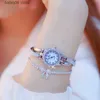 Andra klockor BS Brand Women's Fashion Silver Luxury Rhinestone Women Es Armband Set Gold Creative Ladies Diamond T230905