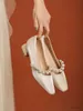 Платье обувь Элегантная низкая каблука женская обувь 2023 весна жемчужина Jane Обувь для свадебной обуви для подружки невесты. Простые туфли для женщин R230901