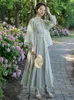 Arbetsklänningar kinesisk stil Hanfu tvådelar set Super Fairy Daily Vintage Chiffon Suspender Dress broderad Cardigan Elegant kvinnor