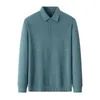 Herrtröjor toppklass Brnadkläder smart casual polo stickad tröja 2023 Spring Autumn Men Classic Solid Color Wool Pullover