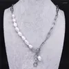 Collane con ciondolo Vacanza Spiaggia Conchiglia Lumaca Perle d'acqua dolce Acciaio inossidabile Colore argento Collana girocollo Gioielli da donna Collares Mujer