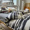 Bedding sets Nordic Blue Solid Home Bedding Set Simple Soft Duvet Cover Set With Sheet Comforter Covers cases Bed R230901