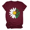 Camisetas masculinas Daisy Four Leaf Impresso em torno do pescoço moda tendência camisa feminina manga comprida camisetas manga