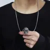 Vintage domineering skull head titanium steel pendant necklace with personalized trendy men's fashion punk rock hip-hop accessories