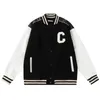 Mens Baseball Uniform Flat Brodery Pull Side High Jacket Color Black White Street Fashion Catwalk 659o