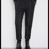 Men's Pants Black Solid Suit Men Slim Fashion Social Mens Dress Korean Casual Straight Office Formal Trousers A124