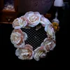 Coiffures vent mariée fleur maille guirlande Mori élégant long voile accessoires de cheveux de mariage