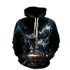 Sweats à capuche pour hommes Vintage Hommes Printemps Automne Passionné de musique 3D Guitare Graphique Hip Hop Art Style Pulls Femmes Casual Drum Kit Manteau