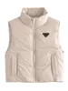 P-ra Ultra Léger Grande Taille Coton Pressé Mince Femme Automne/Hiver Coupe Slim Débardeur Court Gilet Chaud Manteau en Coton Pressé Pénétration Externe pour Femme