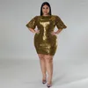 Plus Size Dresses Women Party Dress paljettklubb kväll höst elegant mantel kvinnlig lyxdesigner kjolar 3xl 4xl 5xl 6xl