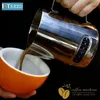 Flachmann-Edelstahl-Girlandentasse-Kaffeezylinder mit Temperaturmessung, 600-ml-Milchtank mit spitzem Hals, Schaumstoff