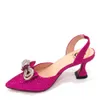 Dernière conception italienne femmes africaines à talons hauts bout pointu sandales fête de mariage couleur Fuchsia chaussures et sacs ensemble 230807