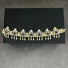 Hair Clips Algerian Moroccan Bridal Forehead Jewelry Chain Gold Plated Blue Crystal Wedding Accessories Middle East Luxury Hairwear