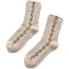 Chaussettes japonaises en coton Floral pour femmes, motif rétro, beauté douce, Style automne et hiver