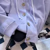 Bluzy damskie EBAIHUI SWEATER 3D Flower Long Rleeve Ladies Cardigan Autumn Purple Sweet Pocket Design Korean Loose Hooded Coat