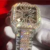 2V33 Новая версия vvs1 Diamonds Watch Watch Rose Gold Mixed Sier Skeleton Watch Pass TT Quartz Move