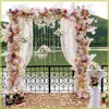 Decorative Flowers Metal Wreath Gold Circle Hoop Wooden Base Card Holder Wedding Party Table Decoration Diy Garland Round Wire Rings