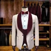Custom Made Classic Fashion Pink Groom Tuxedos Groomsmen Burgundy Velvet Shawl Lapel Man Suit Wedding Men's Blazer Suits & Bl239W