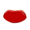Sacos cosméticos ferramentas de beleza saco de couro patente para mulheres casos forma de lábio vermelho maquiagem armazenamento de higiene pessoal