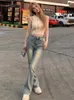 Jeans pour femmes Skinny Blue Y2K Pantalon Vintage Femmes Rétro Bouton Pantalon Causal Femme Taille Haute Mode Coréenne Denim 2023 Été