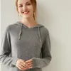 Chandails pour femmes printemps automne et hiver pull en cachemire pur à capuche ample tout-match à capuche