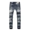Silentsea Fashion Biker Jeans Button Pants Trendy Designer Mens Jeans High Quality Blue Color Straight Ripped For Men261T