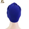 Etniska klädkvinnor turban Bonnet Soild Color Cotton Top Knot Inner Hijab Caps Ladies Head Wraps India Hat Hijabs Cap African Twist