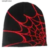 Beanie/Kafatası Kapakları Örümcek Web Beanies y2k gotik jakard örme şapka yünü acrylicwomen kış sıcak kayak şapkaları elastik spor kapağı t230731