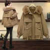 Casacos de Trench das Mulheres Parkas Casaco Feminino 2023 Algodão Com Capuz Adicionar Veludo Quente Mulheres Moda Bolso Solto Jaqueta de Inverno 4XL