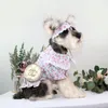 ثوب دانتيل كلب أليف دانتير Schnauzer Teddy Poodle Puppy Summer Flower Flower Trafel Skirt Clote Puppy Comple