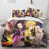 Conjuntos de cama Demon Slayer Bedding Set Cartoon Anime Tanjirou Rengoku Giyuu Capa de edredão Capas de edredão para crianças Decoração de quarto R230901