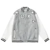 Mens Baseball Uniform Flat Brodery Pull Side High Jacket Color Black White Street Fashion Catwalk 659o