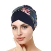 Fronte Croce Turbante Donna Interno Cappello Hijab Musulmano Stampa Foulard Berretti Cofano Cancro Chemio Cap Perdita di capelli Wrap Turbante