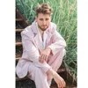 メンズスーツ2023ファッションピンクメンノッチラペル2つのボタン2ピース男性の花room師花園の結婚式のタキシードコスチュームhomme