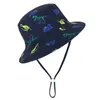 Bérets 2023 Chapeaux d'été Hommes Dinosaure Dessin animé Casquette de pêcheur Garçons Filles Bob Chapeau Kapelusz Enfants Enfants Chapeaux de Seau 52cm