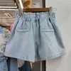 Kvinnors jeans 2023 Spring Summer Heavy Industry Shorts Color Beads Rhinestones Wide-Ben DENIM Women Girls Short Jean