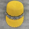 Boll Caps Fashion Crystal Stone Straw Hat Diamond Trimmed Summer Visor Cap Women Girl Sun Sunshiny Holiday Beach 230831