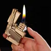 New Model Refillable Lighter No Gas Zinc Alloy Body Grinding Wheel Ignition Visible Chamber Open Flame Butane Gift GAG1
