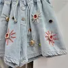 Kvinnors jeans 2023 Spring Summer Heavy Industry Shorts Color Beads Rhinestones Wide-Ben DENIM Women Girls Short Jean